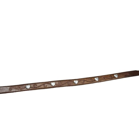 Tony Lama Rustic Leather Belt‎ Embossed Heart Concho Accents Silver Buckle sz 30 - Picture 9 of 14